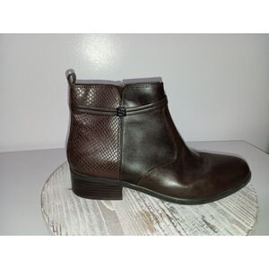 BANDELINO, Brown Square Heeled Ankle Boots, Woman Size 8.5M
